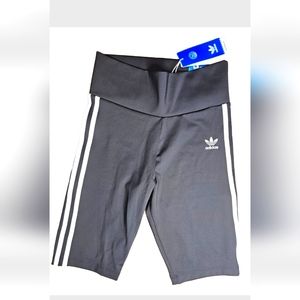 Adidas Women's S High Waisted Short Tights Black Trefoil Primeblue GN2842 NEW